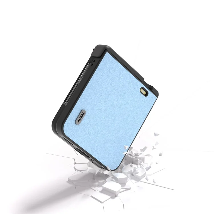 ABEEL For Honor Magic V Flip 5G Чехол Защита петли Настоящая кожа коровы+ПК Чехол для телефона - Синий