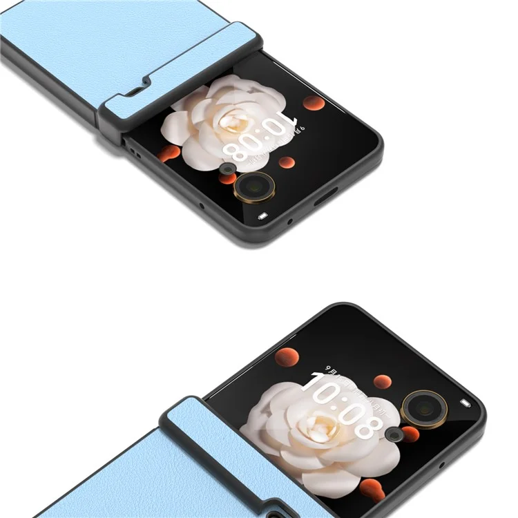 ABEEL For Honor Magic V Flip 5G Чехол Защита петли Настоящая кожа коровы+ПК Чехол для телефона - Синий