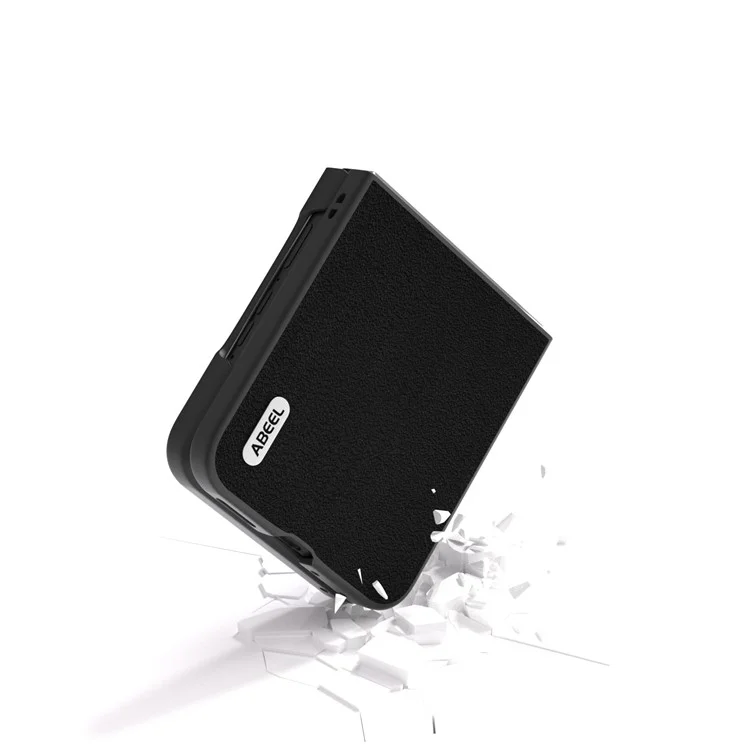 ABEEL Para Motorola Razr 50 Ultra 5G Funda Cuero Genuino de Vaca+PC Tapa Dura del Teléfono - Negro