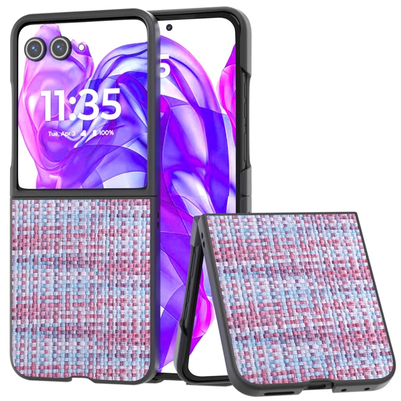 Para Motorola Razr 50 Ultra 5G Funda Textura de Tartán Revestida de Cuero Funda de PC para Teléfono - Púrpura