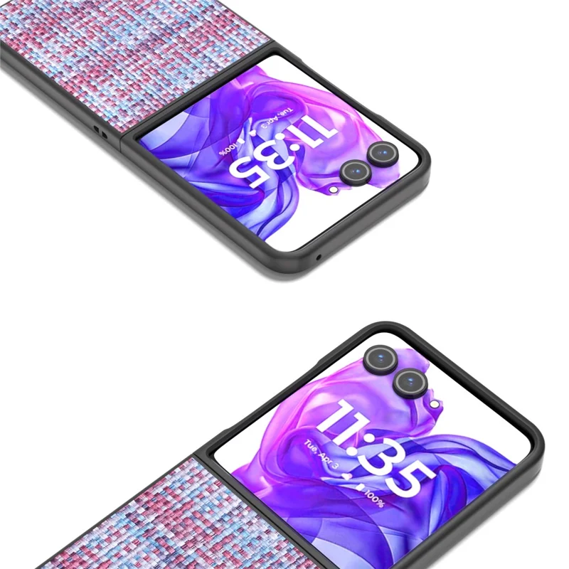 Para Motorola Razr 50 Ultra 5G Funda Textura de Tartán Revestida de Cuero Funda de PC para Teléfono - Púrpura