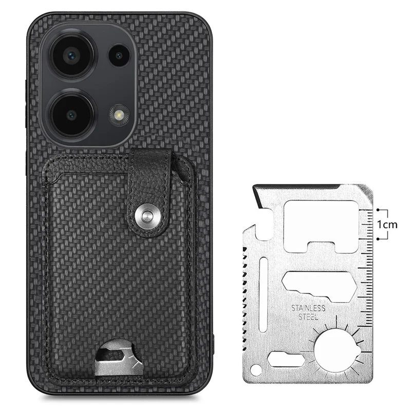 Estilo B C1-06 Para Xiaomi Poco M6 Pro 4G / Redmi Note 13 Pro 4G Caso Suporte de Cartão Capa de Telefone - Preto