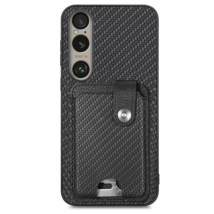 Style B C1-06 Funda para Sony Xperia 1 VI con Soporte para Tarjetas de Cuero+PC+TPU - Negro