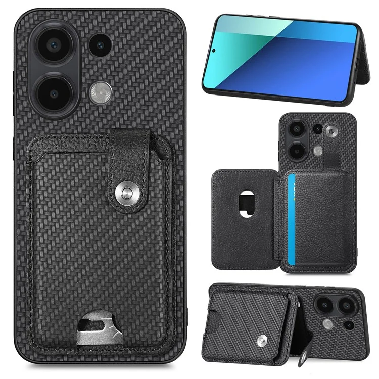 Style B C1-06 Para Xiaomi Redmi Note 13 4G Funda Ranura para Tarjeta Cubierta de Teléfono de Cuero con Soporte - Negro
