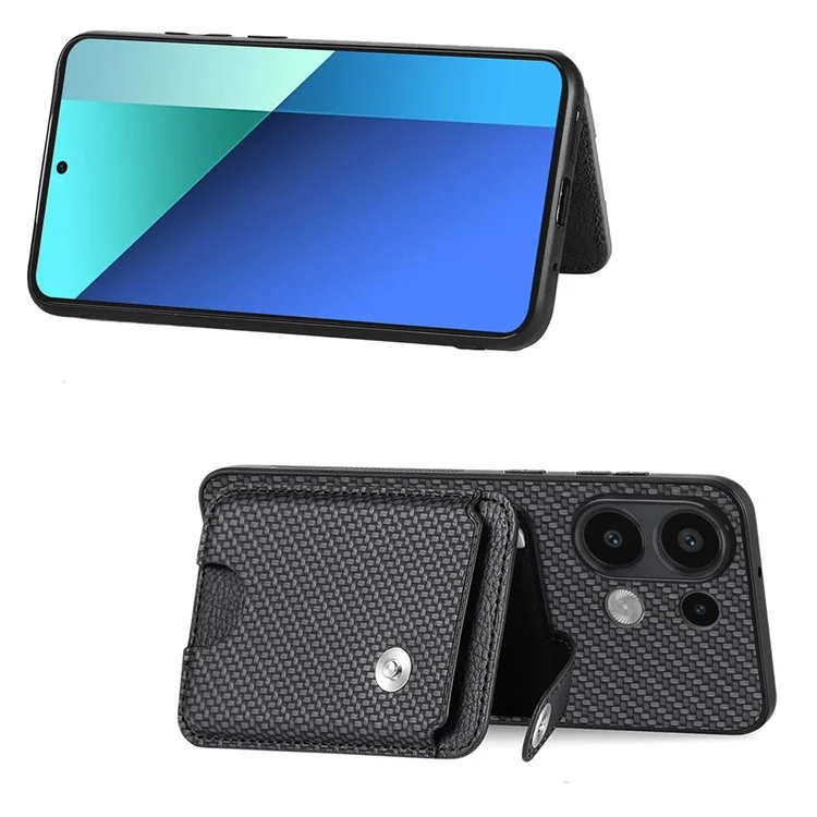 Style B C1-06 Para Xiaomi Redmi Note 13 4G Funda Ranura para Tarjeta Cubierta de Teléfono de Cuero con Soporte - Negro