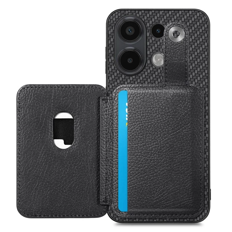 Style B C1-06 Para Xiaomi Redmi Note 13 4G Funda Ranura para Tarjeta Cubierta de Teléfono de Cuero con Soporte - Negro