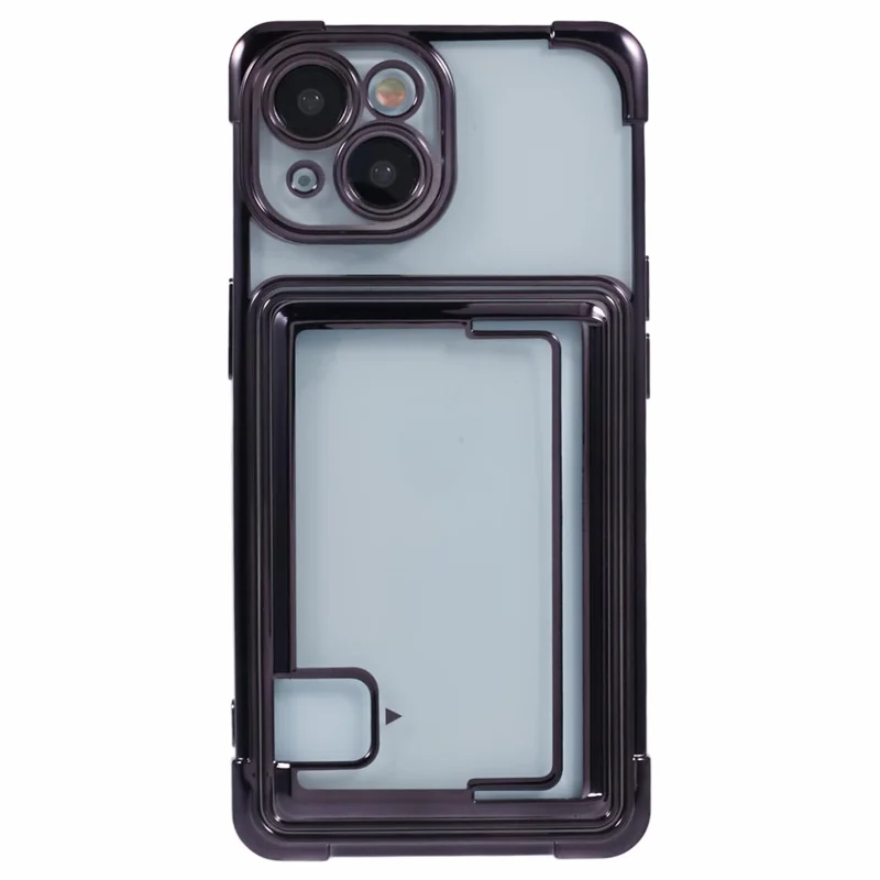 For iPhone 14 Plus Case Card Slot Electroplating TPU Phone Cover - Purple