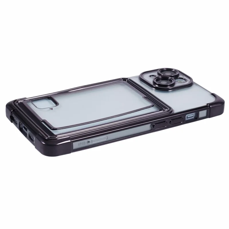 For iPhone 14 Plus Case Card Slot Electroplating TPU Phone Cover - Purple