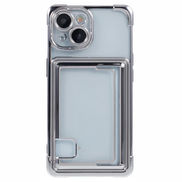For iPhone 14 Case Electroplating Card Slot TPU Phone Cover - Silver