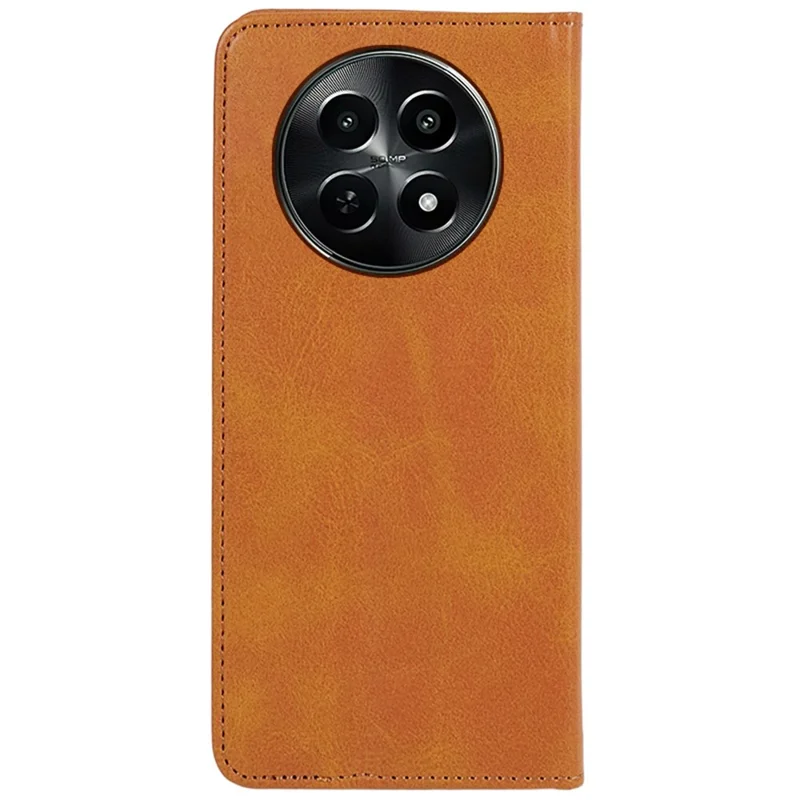 Pour Realme C65 5G Etui en Cuir Portefeuille Flip Phone Cover Texture Veau - Kaki