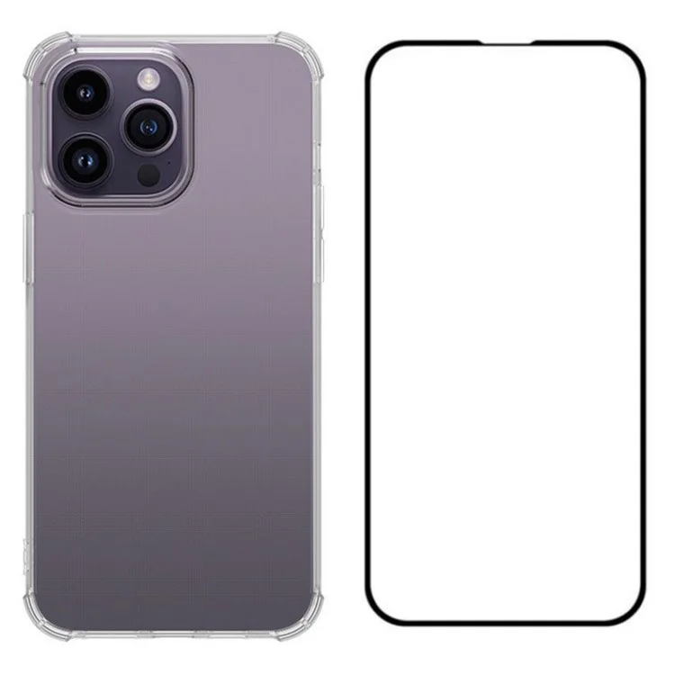 WANLONFENG FS-Serie für iPhone 13 Pro Max Klare Hülle TPU-Abdeckung mit Panzerglas-Folie