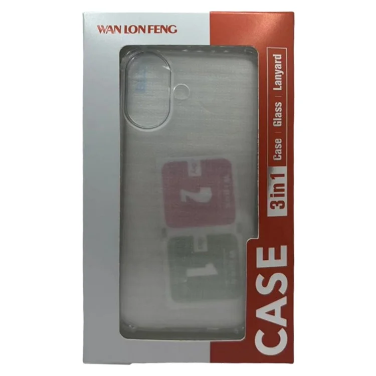 WANLONFENG FS-Serie für iPhone 13 Pro Max Klare Hülle TPU-Abdeckung mit Panzerglas-Folie