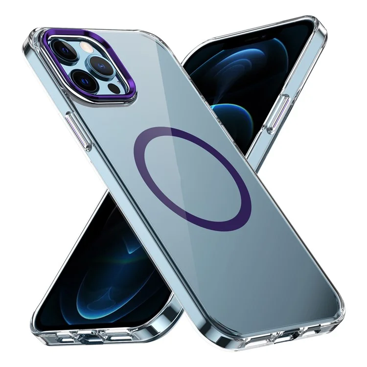 Funda para iPhone 12 Pro Max Magnética Transparente PC Dura - Púrpura