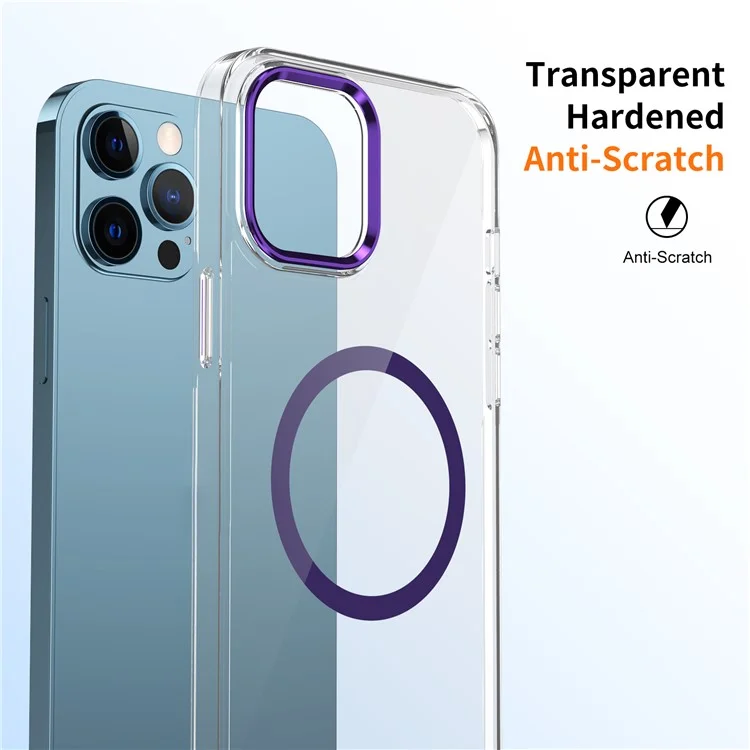 Funda para iPhone 12 Pro Max Magnética Transparente PC Dura - Púrpura
