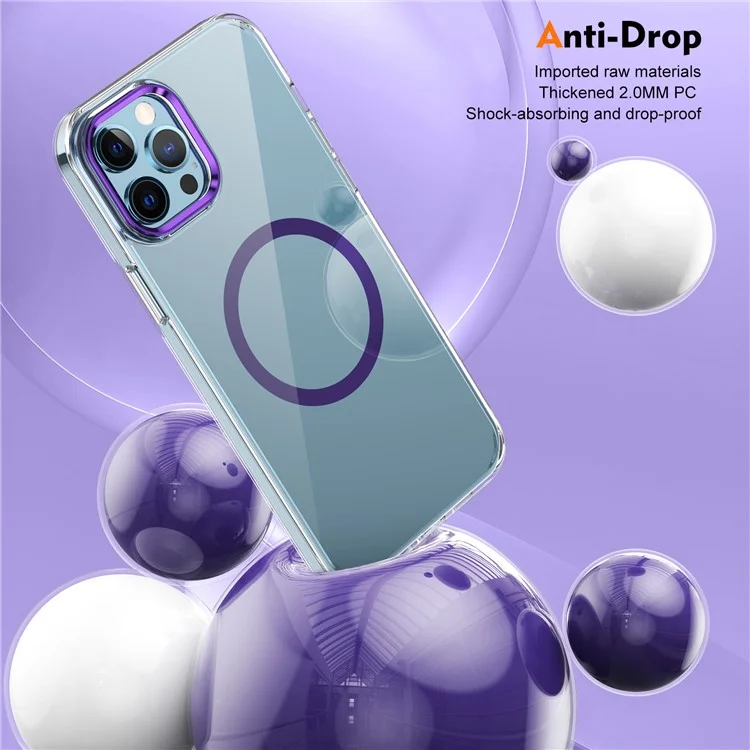 Funda para iPhone 12 Pro Max Magnética Transparente PC Dura - Púrpura