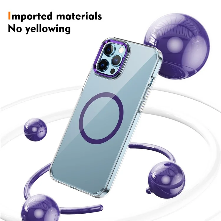 Funda para iPhone 12 Pro Max Magnética Transparente PC Dura - Púrpura