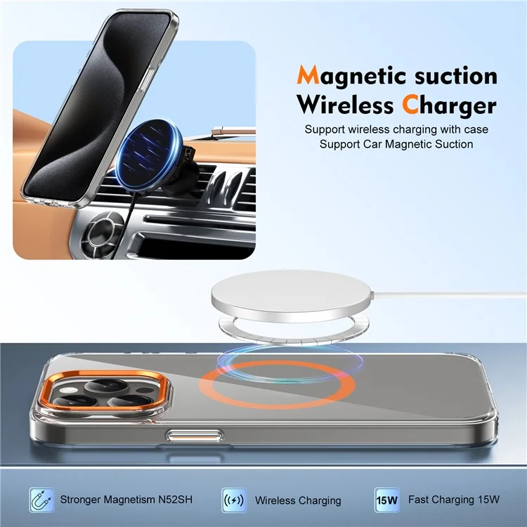 Per iPhone 13 Pro Case Compatibile con MagSafe Resistente al Ingiallimento Custodia in PC Rigido - Arancione