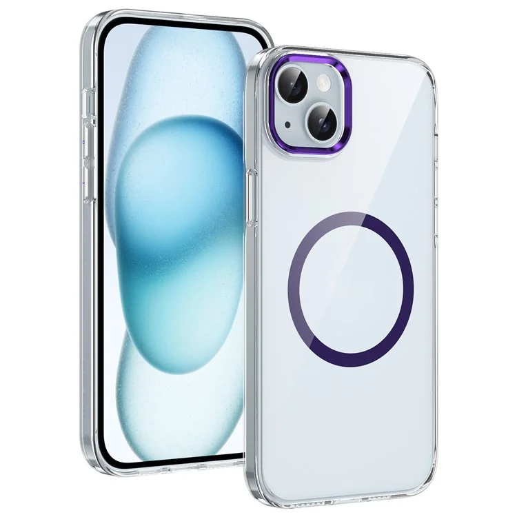 For iPhone 14 Plus Case Compatible with MagSafe Hard PC Clear Shockproof  Phone Cover - Purple
