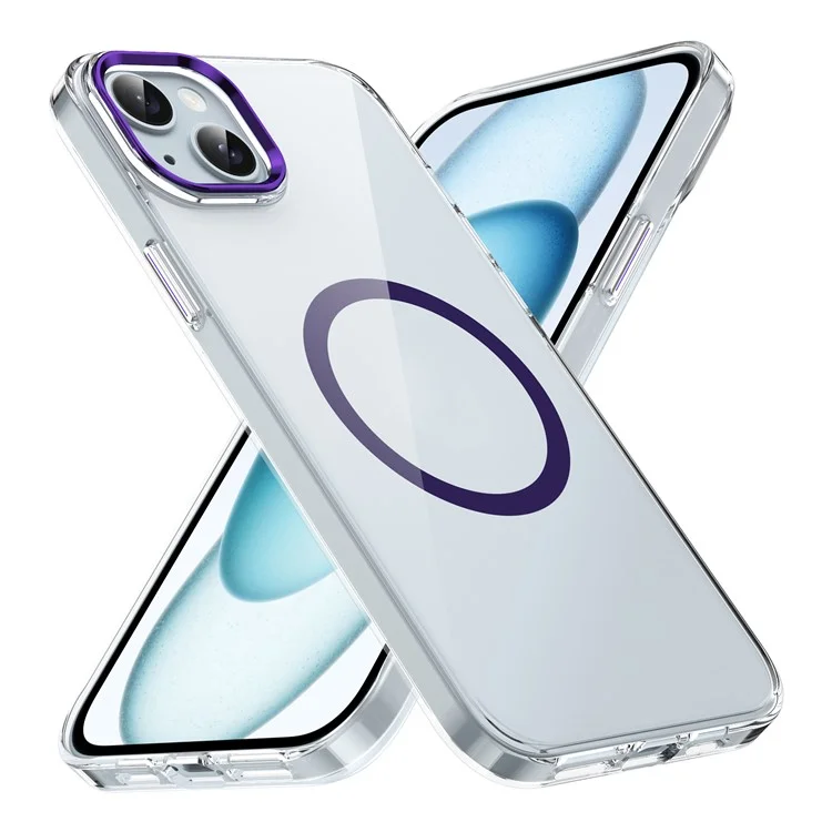 For iPhone 14 Plus Case Compatible with MagSafe Hard PC Clear Shockproof  Phone Cover - Purple