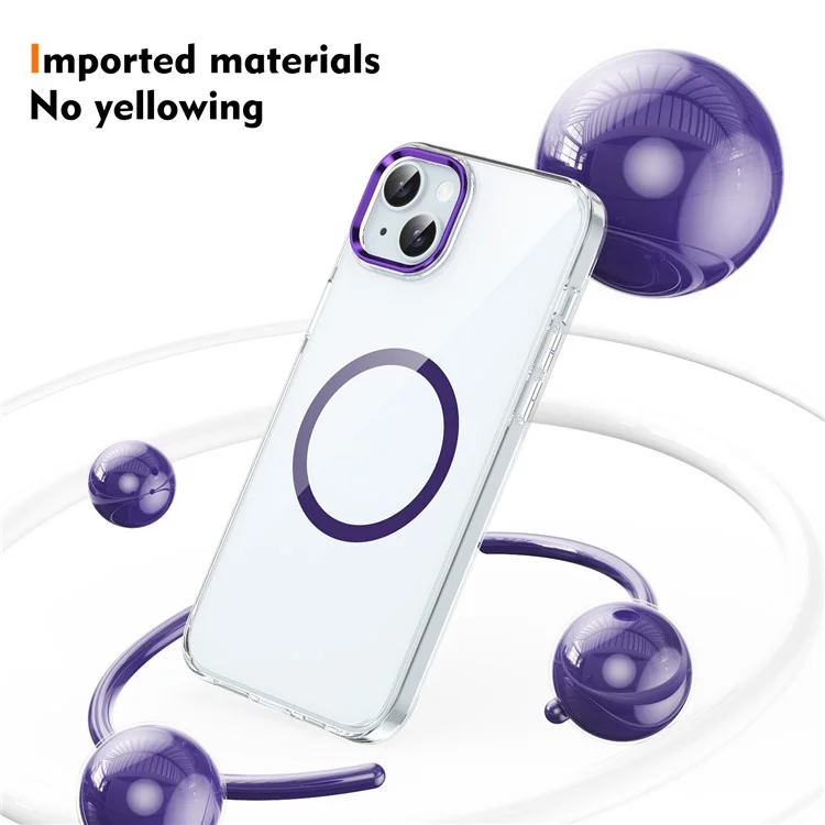For iPhone 14 Plus Case Compatible with MagSafe Hard PC Clear Shockproof  Phone Cover - Purple