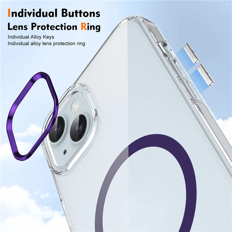 For iPhone 14 Plus Case Compatible with MagSafe Hard PC Clear Shockproof  Phone Cover - Purple