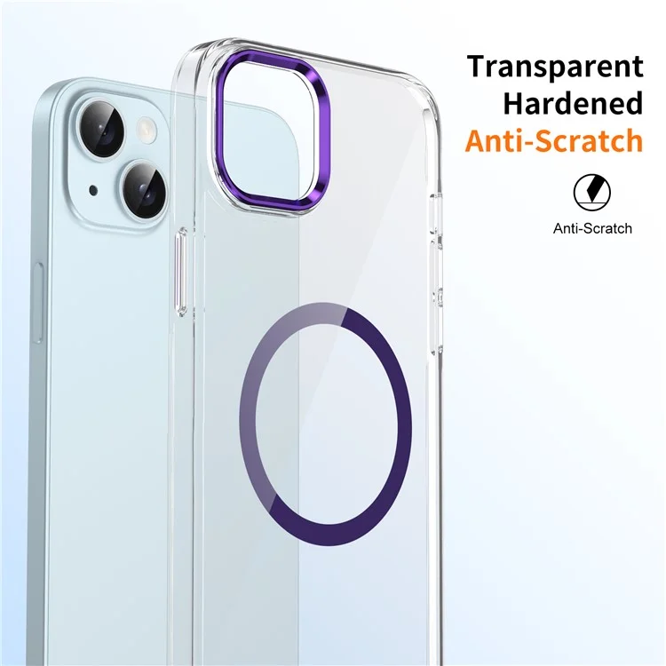 For iPhone 14 Plus Case Compatible with MagSafe Hard PC Clear Shockproof  Phone Cover - Purple
