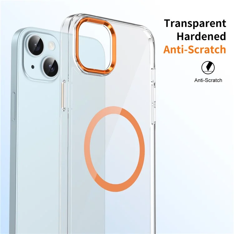 For iPhone 15 Case Compatible with MagSafe Clear Drop Protection Hard PC Cell Phone Cover - Orange