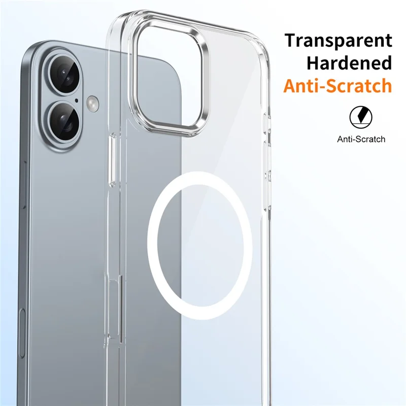 For iPhone 16 Magnetic Case Hard PC Scratch Resistant Back Transparent  Cover - Silver