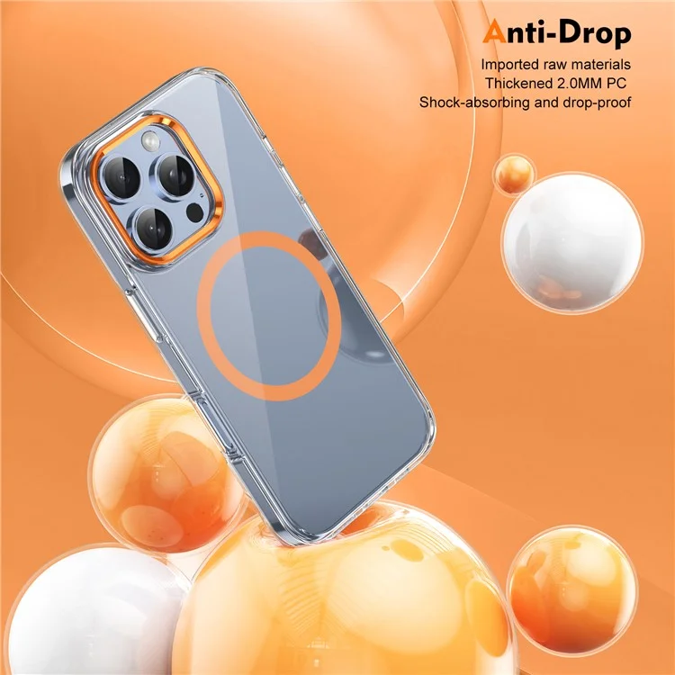 Coque Transparente Magnétique pour iPhone 16 Pro - Orange