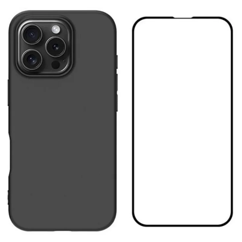 WANLONFENG MS Series for iPhone 16 Pro TPU Case with Screen Protector (Big Lens Hole)