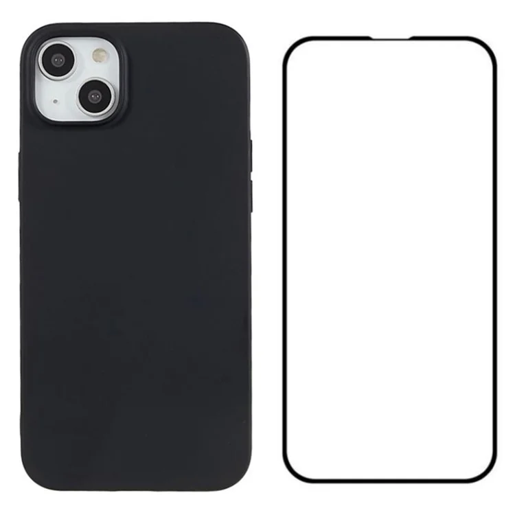 WANLONFENG Série MS para iPhone 15 Plus Case Matte TPU Back Cover com Protetor de Tela (Big Lens Hole)