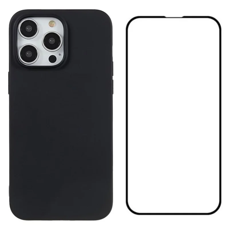 WANLONFENG MS Series for iPhone 14 Pro Case Soft TPU Phone Cover with Screen Film (Big Lens Hole)