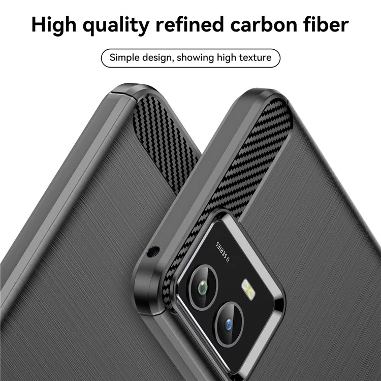 Für Vivo Y30 5g Carbonfaser Textur Drop-sof-flexible TPU Backk Cover Gebürstetes Telefon Fall - Schwarz