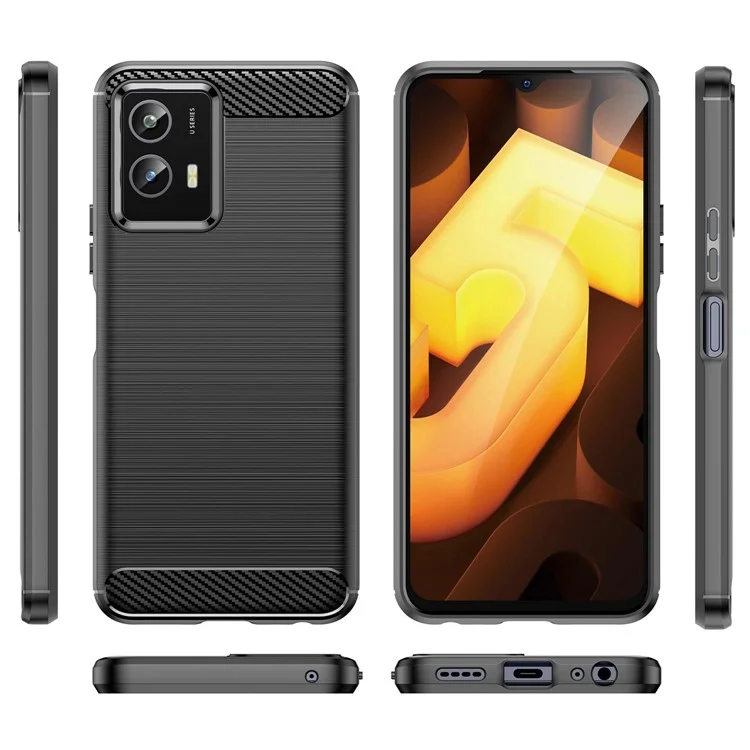 Für Vivo Y30 5g Carbonfaser Textur Drop-sof-flexible TPU Backk Cover Gebürstetes Telefon Fall - Schwarz