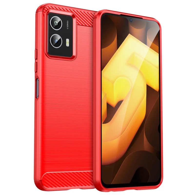 For vivo Y30 5G Carbon Fiber Texture Drop-proof Flexible TPU Back Cover Brushed Phone Case - Red