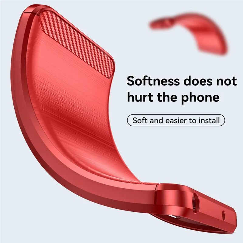 For vivo Y30 5G Carbon Fiber Texture Drop-proof Flexible TPU Back Cover Brushed Phone Case - Red