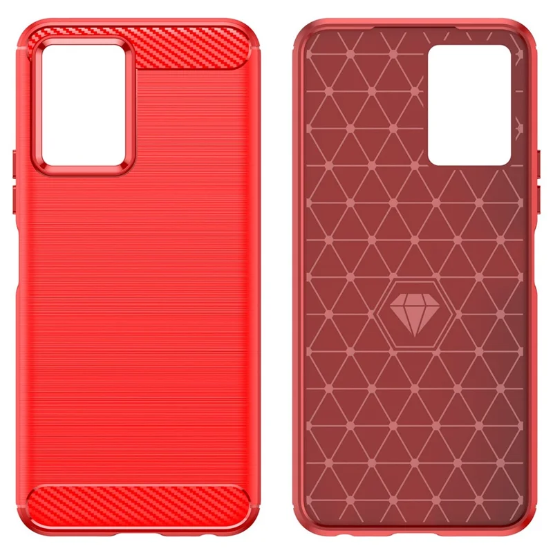 For vivo Y30 5G Carbon Fiber Texture Drop-proof Flexible TPU Back Cover Brushed Phone Case - Red