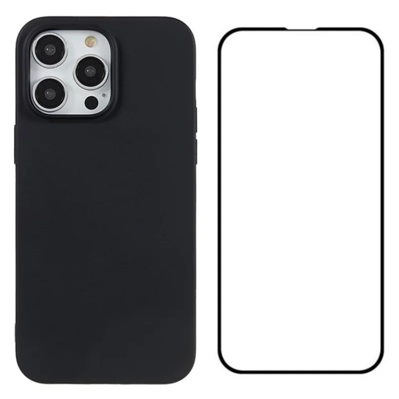 WANLONFENG MS Series for iPhone 14 Pro Max TPU Case with Tempered Glass Film (Big Lens Hole)