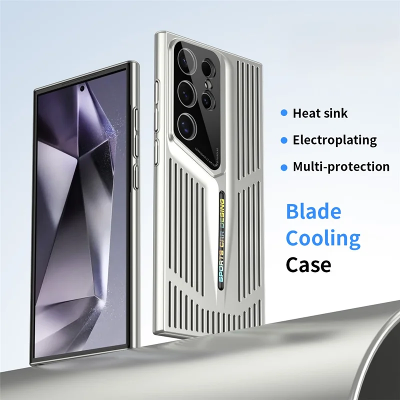 For Samsung Galaxy S24 Ultra Case Electroplating Hard PC Phone Cover Breathable Heat Dissipation - Silver