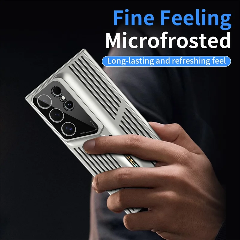 For Samsung Galaxy S24 Ultra Case Electroplating Hard PC Phone Cover Breathable Heat Dissipation - Silver