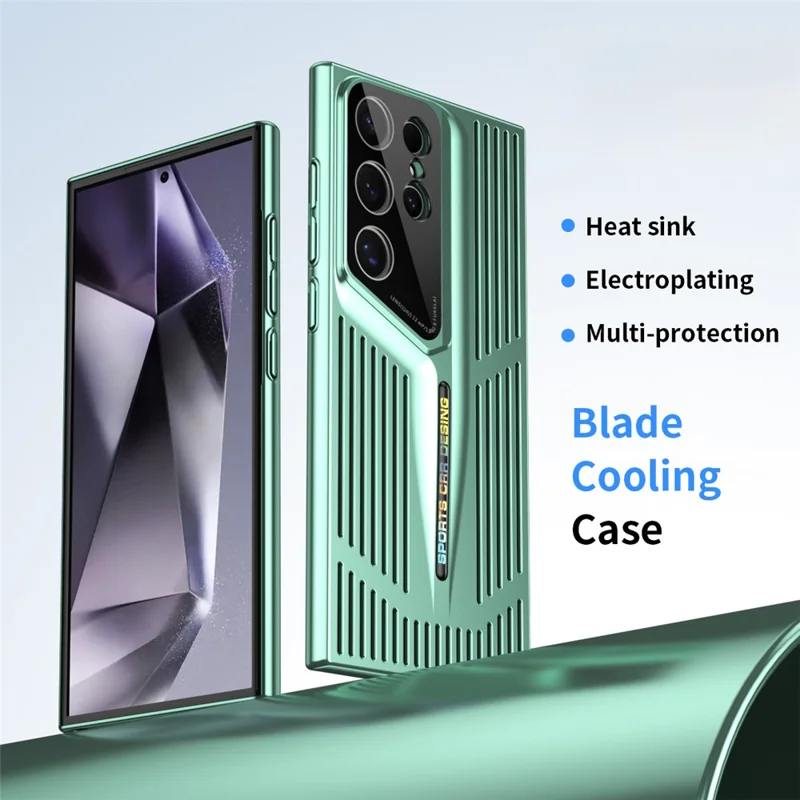 For Samsung Galaxy S24 Ultra Case Electroplating Hard PC Phone Cover Breathable Heat Dissipation - Green