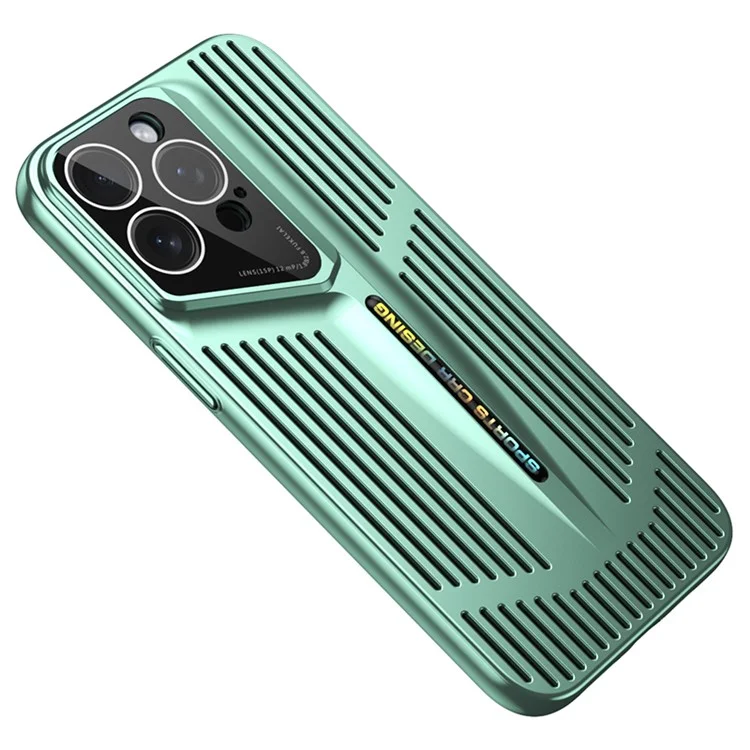 For iPhone 16 Pro Case Hard PC Heat Dissipation Hollow Phone Cover Cooling Breathable - Green
