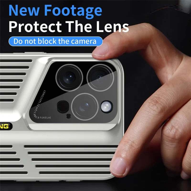 For iPhone 16 Pro Max Case Cooling Hollow Shockproof Hard PC Phone Cover - Silver