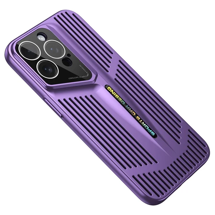 For iPhone 16 Pro Max Case Cooling Hollow Shockproof Hard PC Phone Cover - Purple