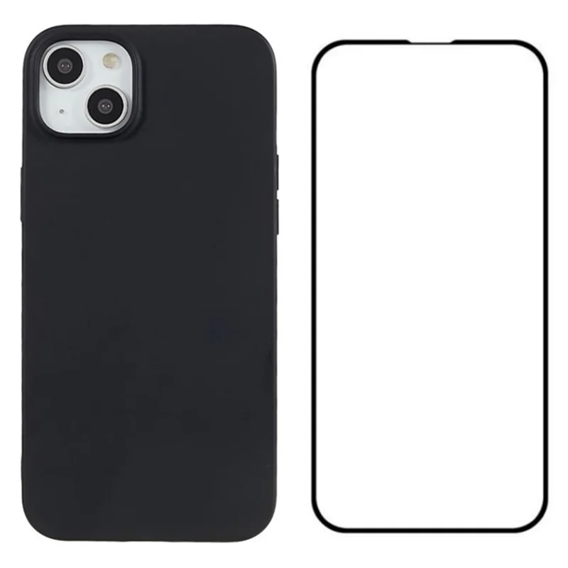 WANLONFENG Série MS para iPhone 13 Capa de Telefone TPU com Película de Vidro Temperado (Big Lens Hole)