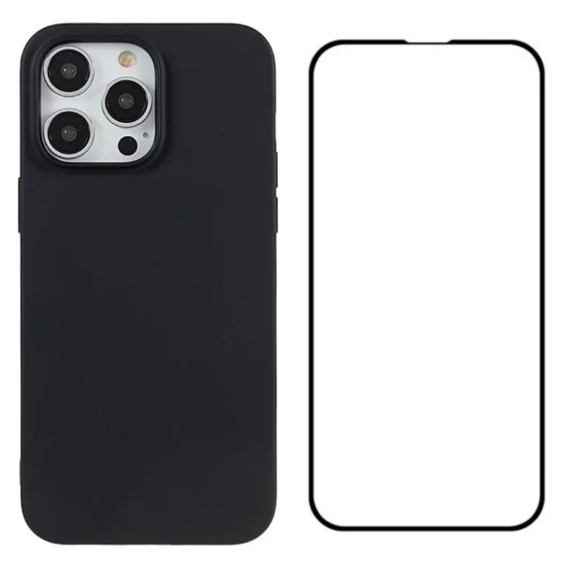 WANLONFENG MS Series for iPhone 13 Pro TPU Matte Phone Case with Screen Protector (Big Lens Hole)