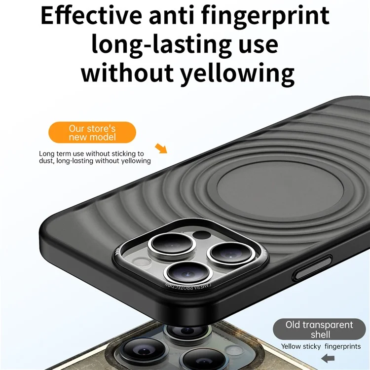 Für iPhone 13 Pro Case Acryl+TPU Handyhülle Wasserrippenwell-Textur - Schwarz