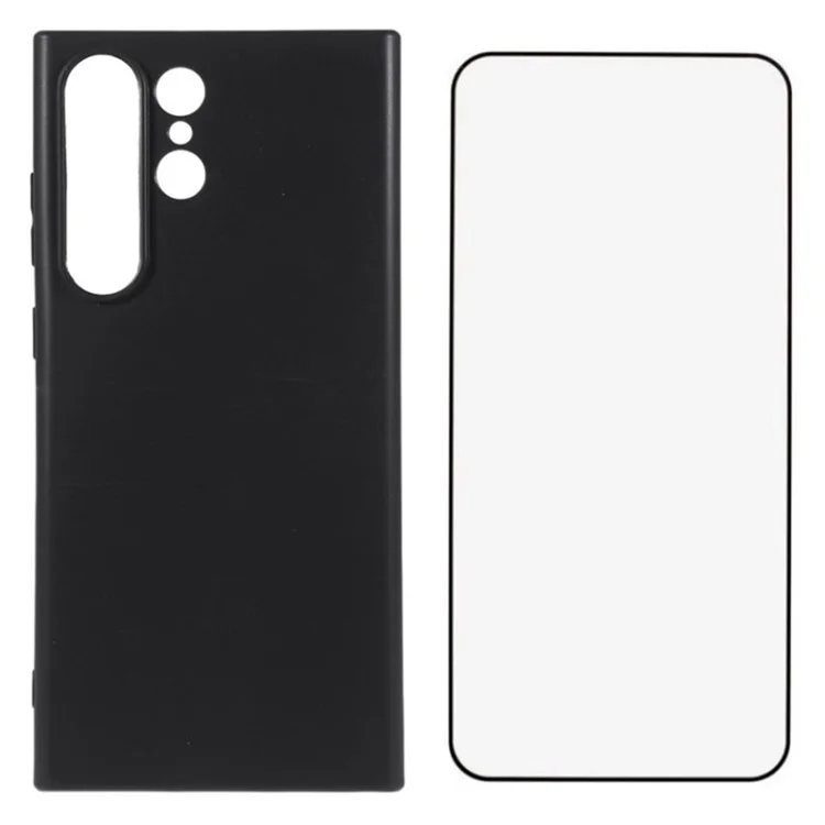 WANLONFENG MS Series for Samsung Galaxy S23 Ultra TPU Matte Phone Case with Tempered Glass Screen Film