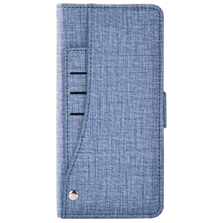 Per Samsung Galaxy A33 5G Jeans Cloth Texture PU Leather Wallet Case Stand Magnetic Clasp Phone Cover con Rotating Card Slot - Blu
