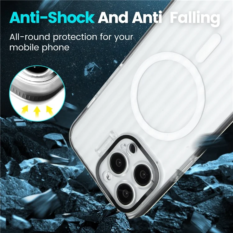 For iPhone 13 Pro Case Compatible with MagSafe PC+TPU Phone Cover Built-In Lens Kickstand - Blue